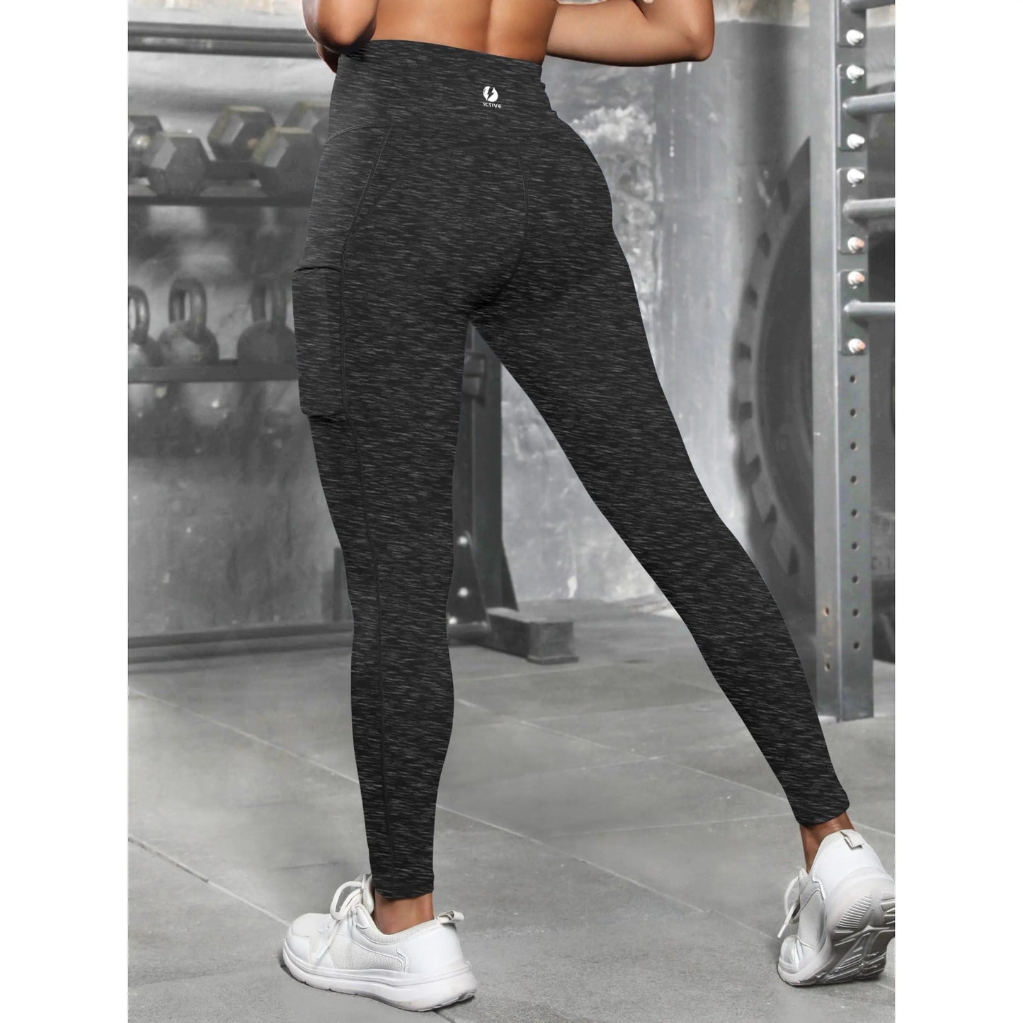 ICTIVE High Rise Leggings for Women, Tight-Fit Athleisure Wear with Pockets for Womens Fitness & Yoga Workouts, Gymwear Activewear, Gym Yoga Clothing