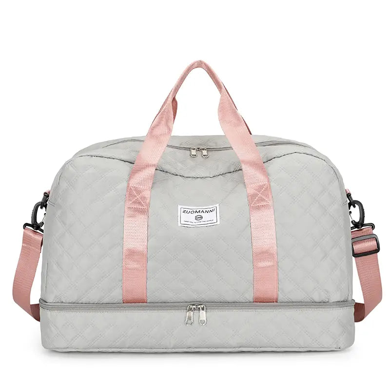 Large Capacity Quilted Duffel Bag, Lightweight Weekender Gym Bag with Multiple Pockets, Travel Carry-On Bag for Overnight Trips & Daily Use