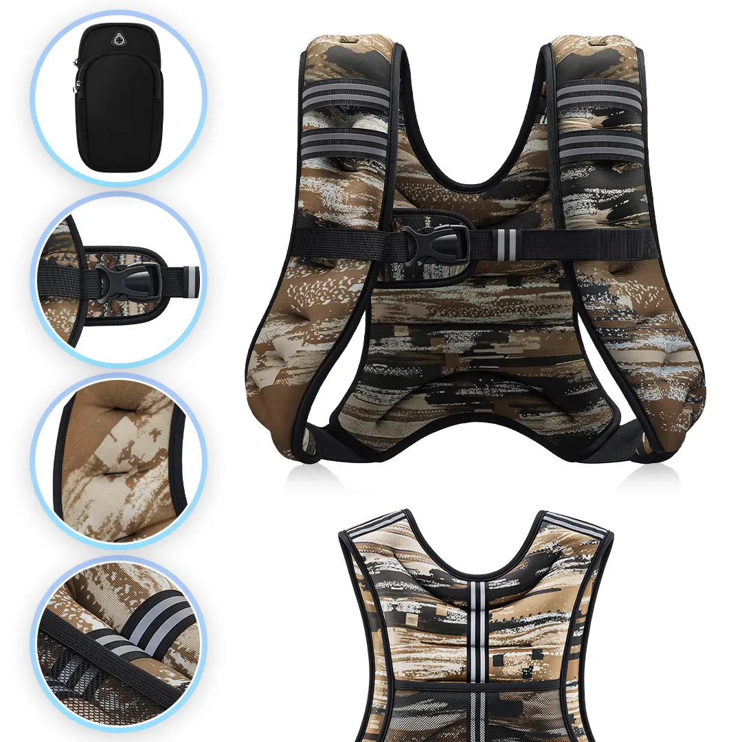 【Summersale】Zelus Weighted Vests,6/8/12/16/20/25/30Lb Rucking Vest with Detachable Phone Pouch&Reflective Stripes&Adjustable Straps|Exercise Equipment & Workout Enhancer for Motivational Walking,Strength Training,Running #Tiktokshopdealsforyoudays