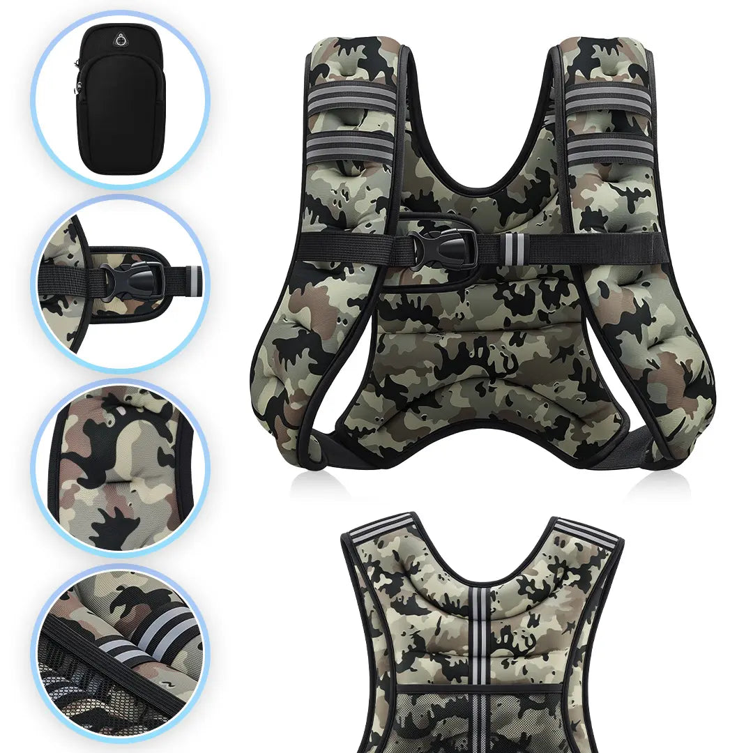 【Summersale】Zelus Weighted Vests,6/8/12/16/20/25/30Lb Rucking Vest with Detachable Phone Pouch&Reflective Stripes&Adjustable Straps|Exercise Equipment & Workout Enhancer for Motivational Walking,Strength Training,Running #Tiktokshopdealsforyoudays