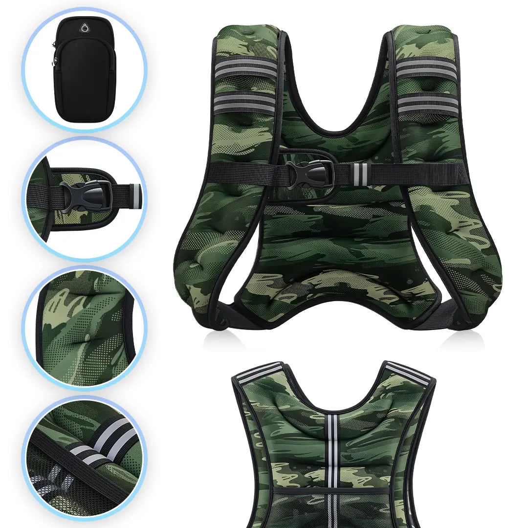 【Summersale】Zelus Weighted Vests,6/8/12/16/20/25/30Lb Rucking Vest with Detachable Phone Pouch&Reflective Stripes&Adjustable Straps|Exercise Equipment & Workout Enhancer for Motivational Walking,Strength Training,Running #Tiktokshopdealsforyoudays