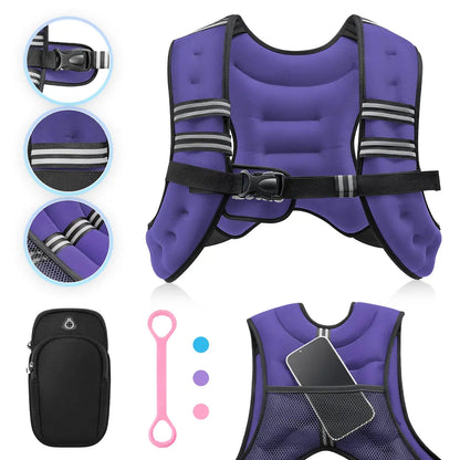 【Summersale】Zelus Weighted Vests,6/8/12/16/20/25/30Lb Rucking Vest with Detachable Phone Pouch&Reflective Stripes&Adjustable Straps|Exercise Equipment & Workout Enhancer for Motivational Walking,Strength Training,Running #Tiktokshopdealsforyoudays