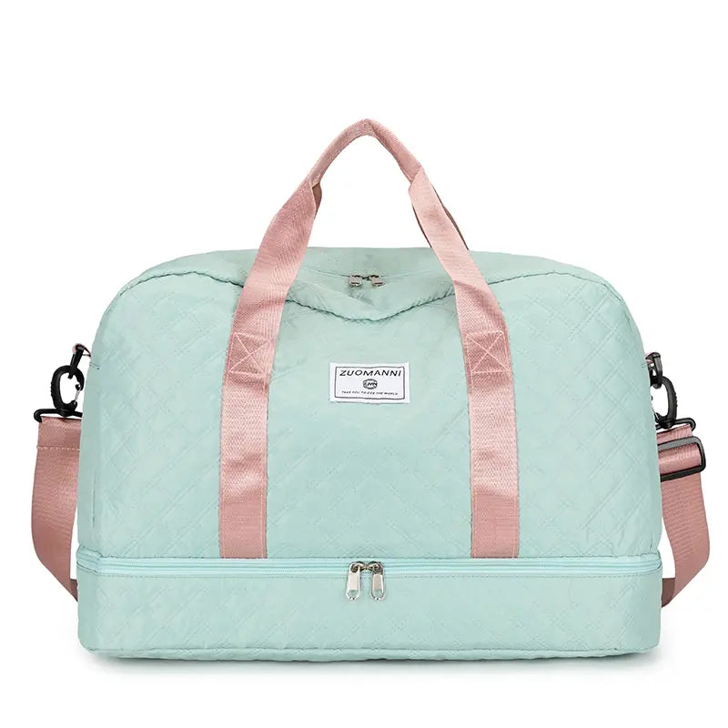 Large Capacity Quilted Duffel Bag, Lightweight Weekender Gym Bag with Multiple Pockets, Travel Carry-On Bag for Overnight Trips & Daily Use
