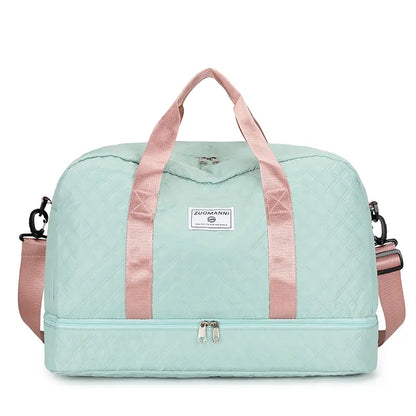Large Capacity Quilted Duffel Bag, Lightweight Weekender Gym Bag with Multiple Pockets, Travel Carry-On Bag for Overnight Trips & Daily Use