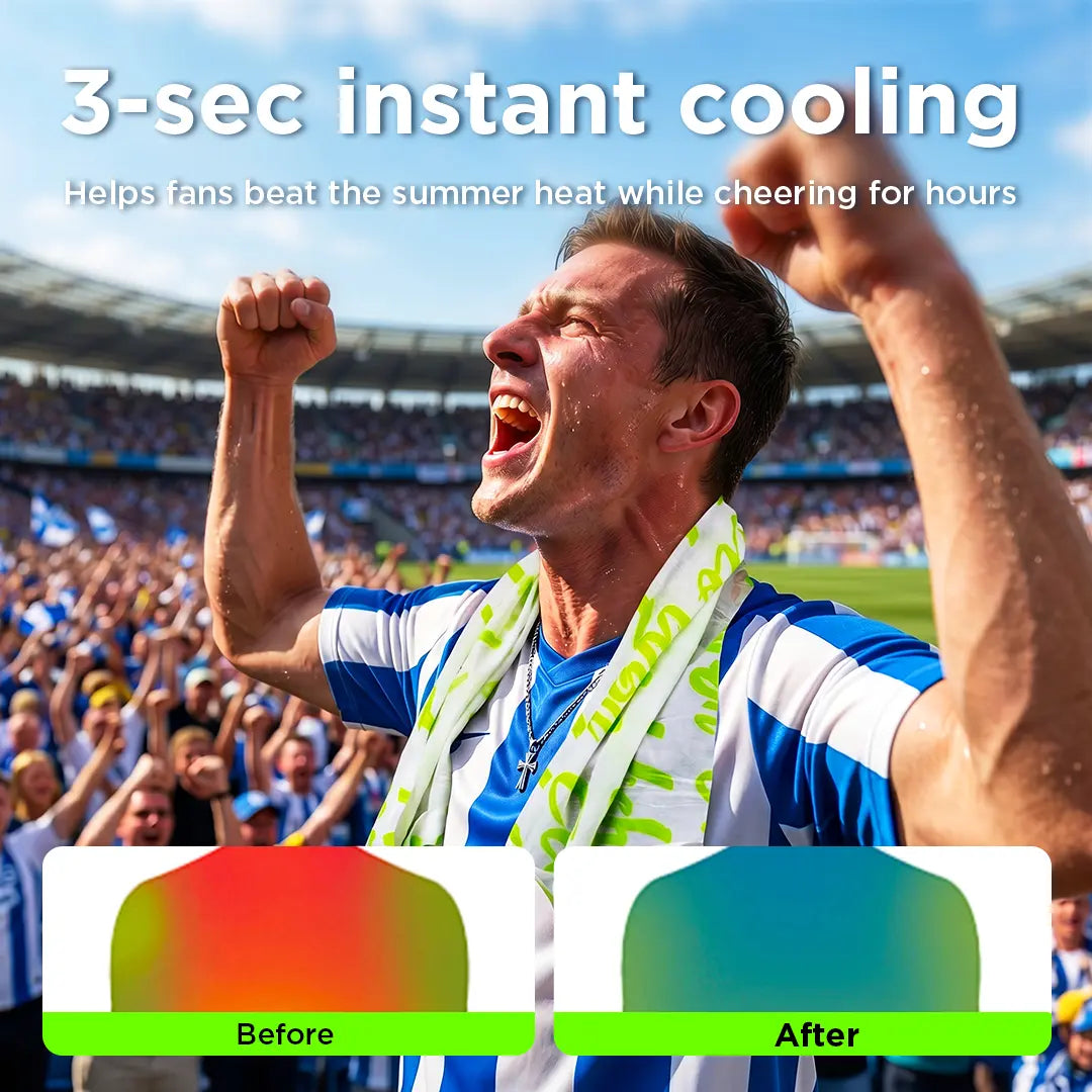 【Match Day Essential】Coolrush Towel –Instant Cold Neck Wrap for Soccer & Sports Fans, Long Lasting Cooling for Hot Match Days, Yoga, Sport ,Running ,Gym ,Workout ,Camping ,Fitness ,Workout & More Activities