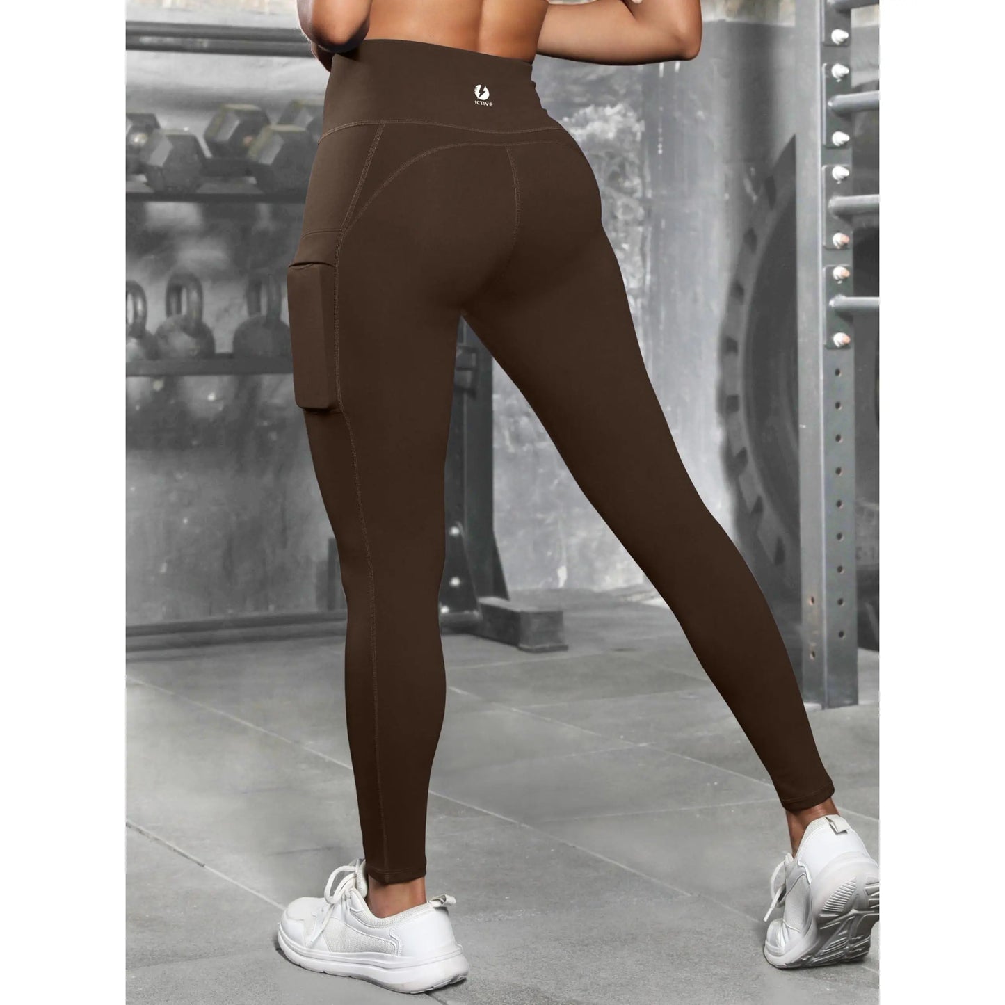 ICTIVE High Rise Leggings for Women, Tight-Fit Athleisure Wear with Pockets for Womens Fitness & Yoga Workouts, Gymwear Activewear, Gym Yoga Clothing