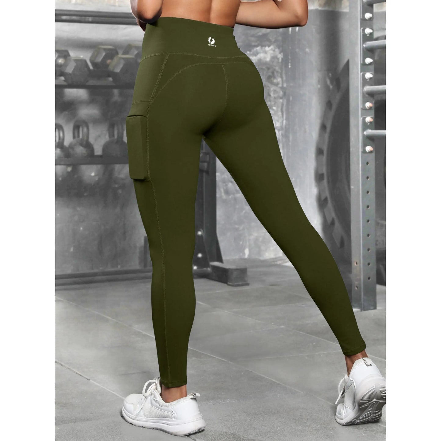 ICTIVE High Rise Leggings for Women, Tight-Fit Athleisure Wear with Pockets for Womens Fitness & Yoga Workouts, Gymwear Activewear, Gym Yoga Clothing