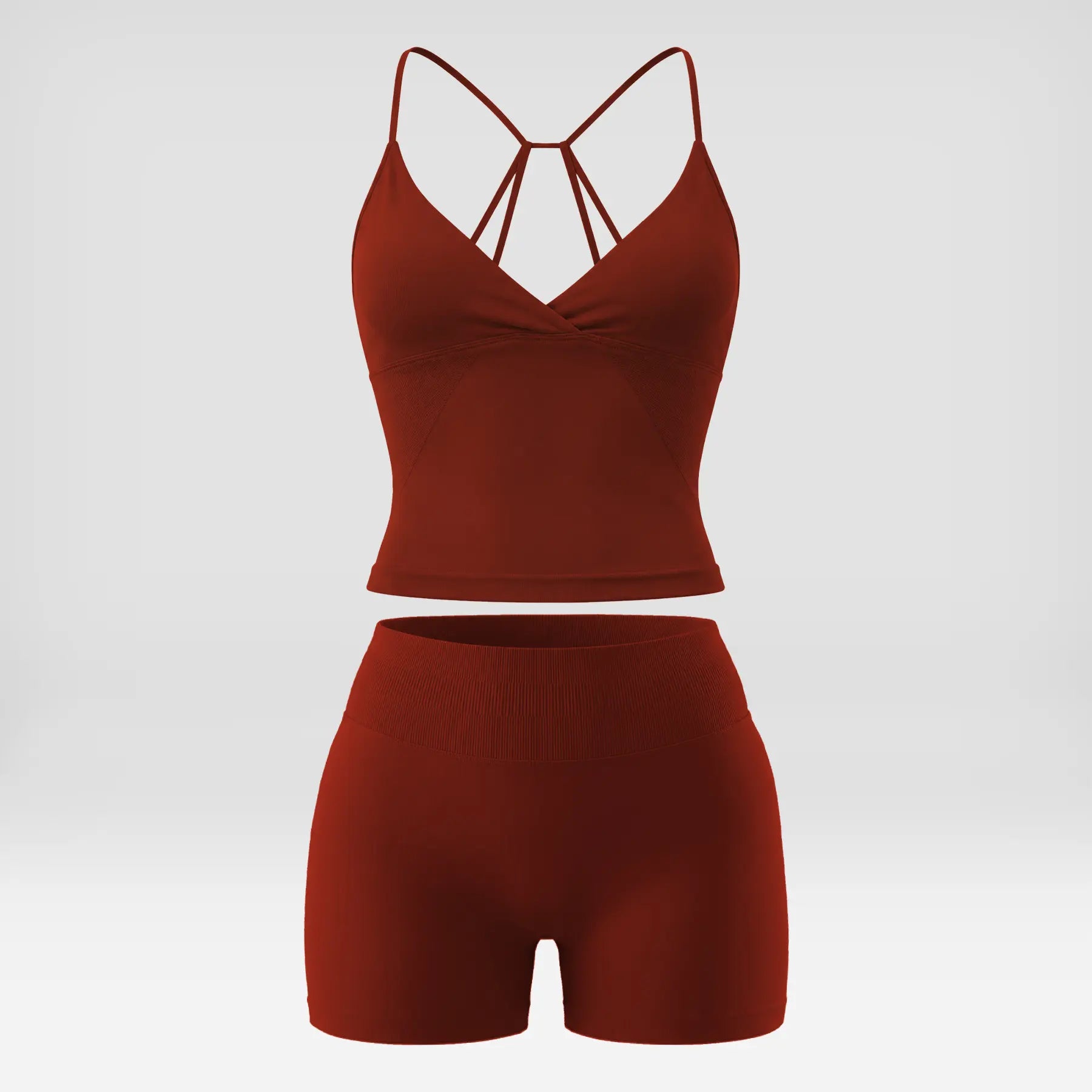 Seamless Ribbed 2 Piece Sets for Women, Gym Baddie Workout Outfit with High Waisted Shorts & Thin-Strap Crop Top, Butt Lift Athleisure Wear, Women 2 Piece Sets, Shorts for Women