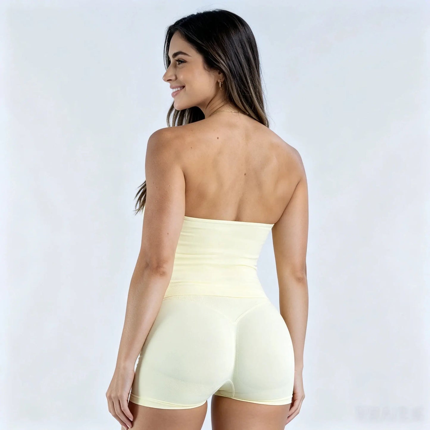 Women'S Seamless 2-Piece Set, Sculpting Halter Tank Tops with Built-In Bra and High-Rise Shorts for Female Training & Gym, Activewear Running Outfits, Athletic Stretchable, Halter Neck, Steady Firm Support