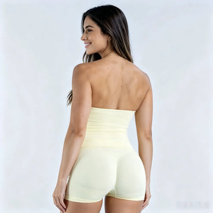 Women'S Seamless 2-Piece Set, Sculpting Halter Tank Tops with Built-In Bra and High-Rise Shorts for Female Training & Gym, Activewear Running Outfits, Athletic Stretchable, Halter Neck, Steady Firm Support