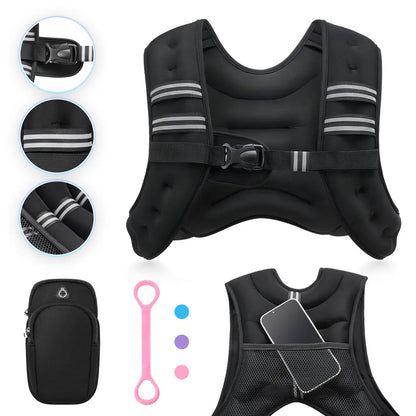 【Summersale】Zelus Weighted Vests,6/8/12/16/20/25/30Lb Rucking Vest with Detachable Phone Pouch&Reflective Stripes&Adjustable Straps|Exercise Equipment & Workout Enhancer for Motivational Walking,Strength Training,Running #Tiktokshopdealsforyoudays