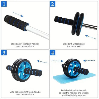 Abs Exerciser Double Wheel Roller, Quiet Dual-Wheel Core Trainer for Waist & Abdominal Strength, Compact Home Fitness Equipment for Core Workouts,Summervibes,Father'S Day Gift
