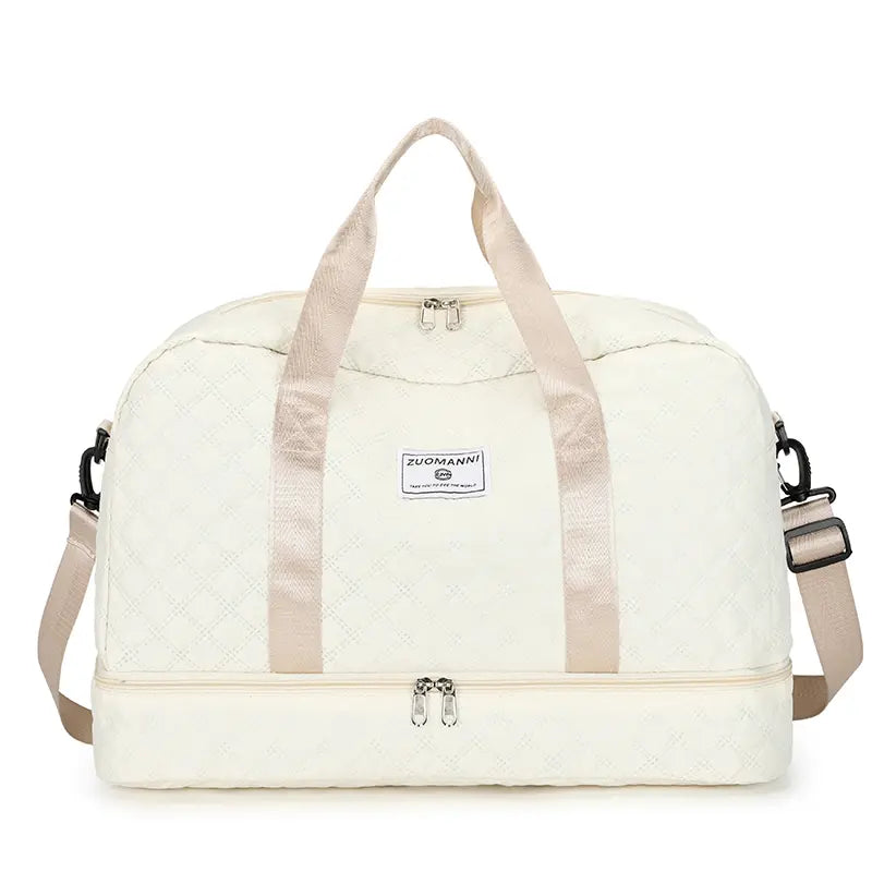 Large Capacity Quilted Duffel Bag, Lightweight Weekender Gym Bag with Multiple Pockets, Travel Carry-On Bag for Overnight Trips & Daily Use