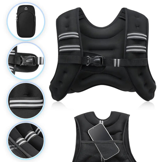 【Summersale】Zelus Weighted Vests,6/8/12/16/20/25/30Lb Rucking Vest with Detachable Phone Pouch&Reflective Stripes&Adjustable Straps|Exercise Equipment & Workout Enhancer for Motivational Walking,Strength Training,Running #Tiktokshopdealsforyoudays