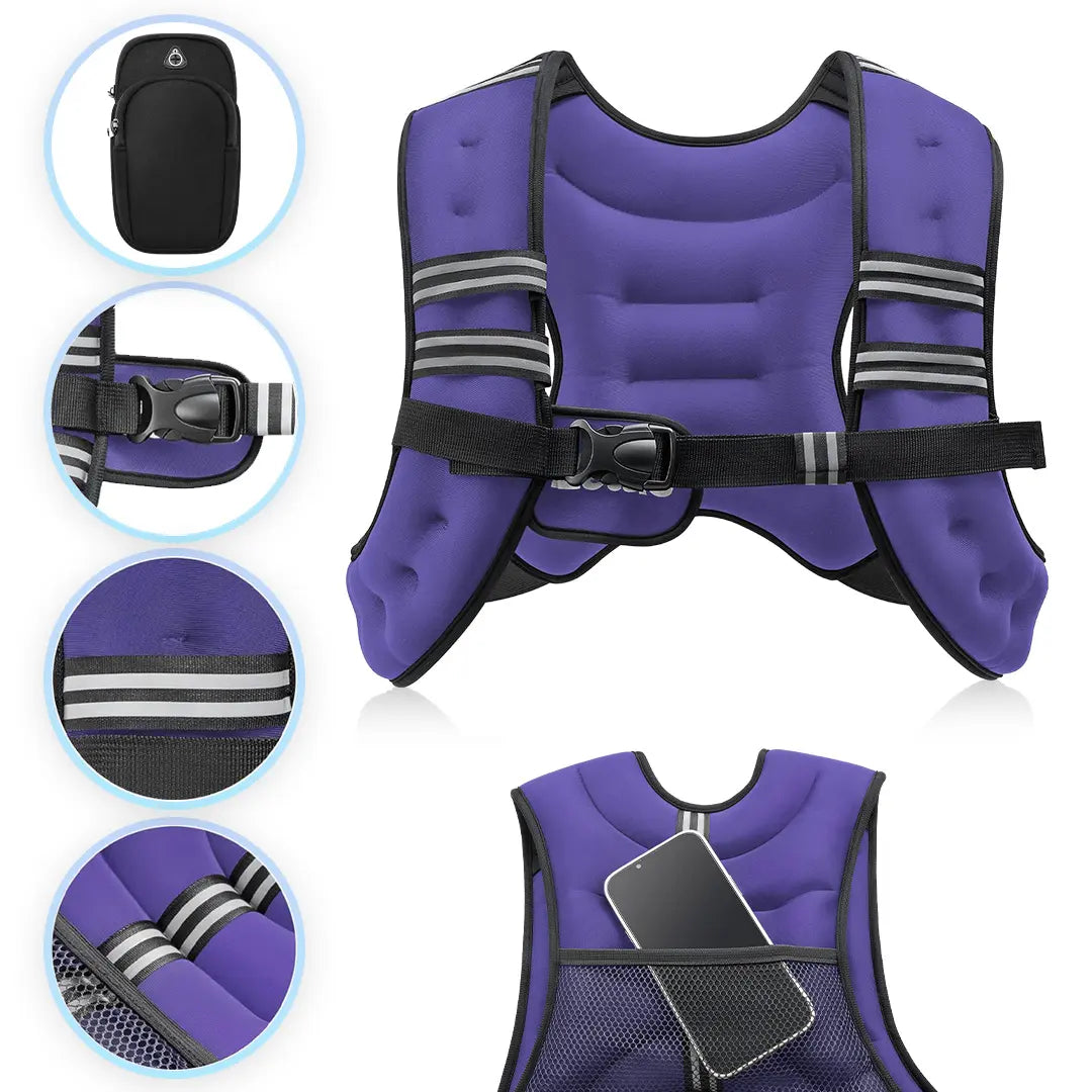 【Summersale】Zelus Weighted Vests,6/8/12/16/20/25/30Lb Rucking Vest with Detachable Phone Pouch&Reflective Stripes&Adjustable Straps|Exercise Equipment & Workout Enhancer for Motivational Walking,Strength Training,Running #Tiktokshopdealsforyoudays