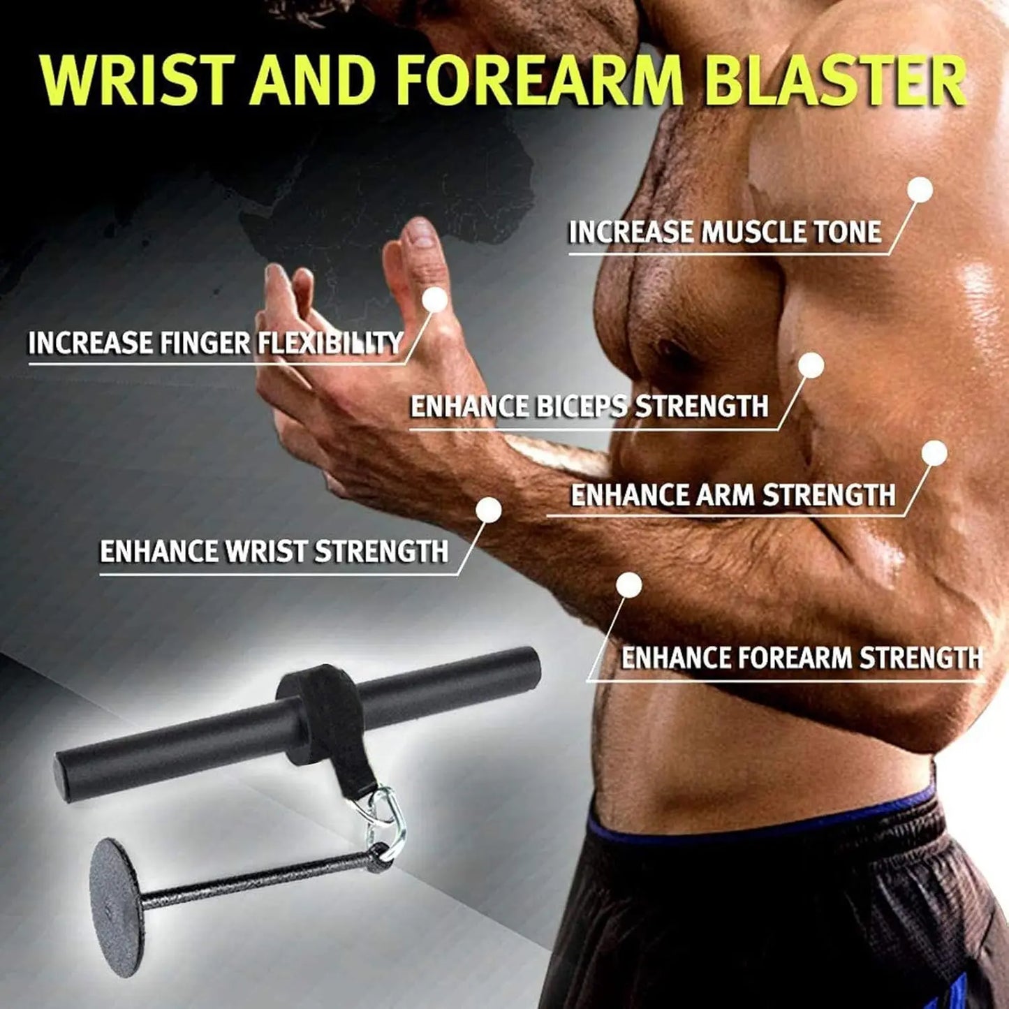 Forearm Wrist Roller Blaster Exercise Trainer Weight-Bearing Wider Nylon Straps Arm Strength Training Fitness Equipment Workout Machine Anti-Slip Home Gym Workout