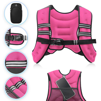 【Summersale】Zelus Weighted Vests,6/8/12/16/20/25/30Lb Rucking Vest with Detachable Phone Pouch&Reflective Stripes&Adjustable Straps|Exercise Equipment & Workout Enhancer for Motivational Walking,Strength Training,Running #Tiktokshopdealsforyoudays