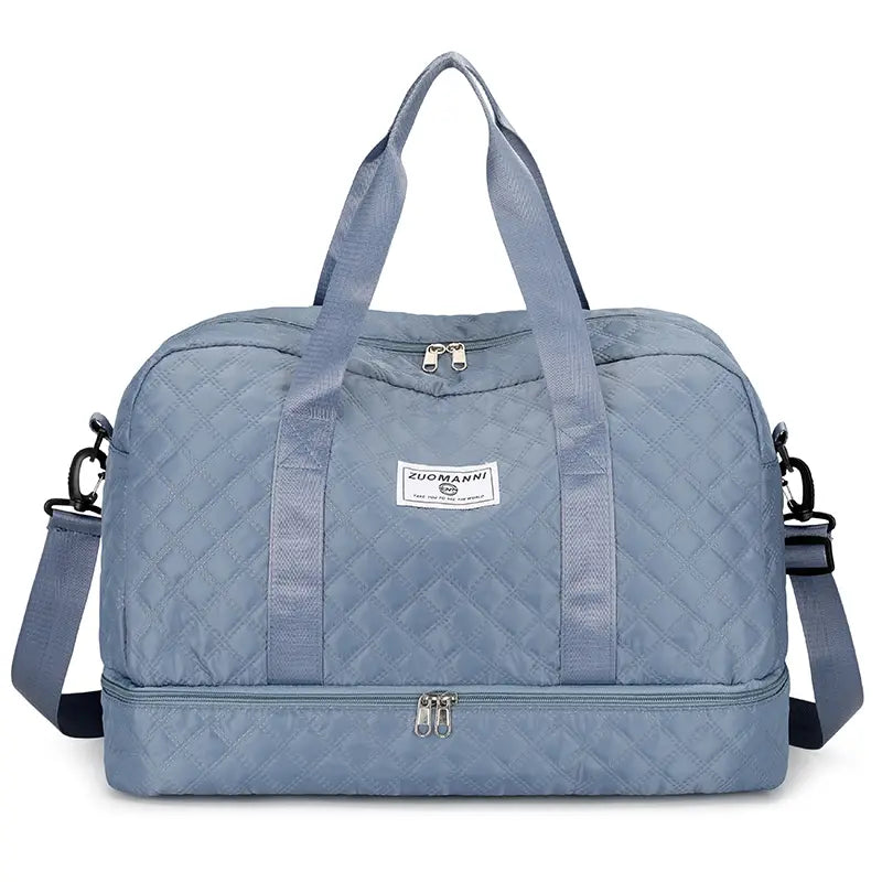 Large Capacity Quilted Duffel Bag, Lightweight Weekender Gym Bag with Multiple Pockets, Travel Carry-On Bag for Overnight Trips & Daily Use