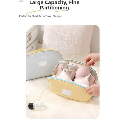 3-In-1 Waterproof Travel Underwear Organizer Bag - Large Capacity, Portable Bra & Lingerie Packing Cube for Travel Must Haves, Carry on Luggage & Drawer Organization, 17.5×27×11Cm, Business Travel
