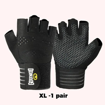 Breathable Mesh Training Gloves, Half-Finger Design with Anti-Slip Grip, Secure Wrap Wristband & Shock-Absorbing Palm Padding, Adjustable, Bodybuilding Sports Gloves, Durable, Home Fitness Training