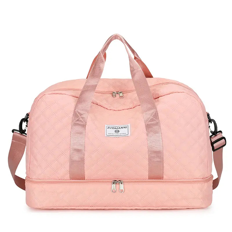 Large Capacity Quilted Duffel Bag, Lightweight Weekender Gym Bag with Multiple Pockets, Travel Carry-On Bag for Overnight Trips & Daily Use