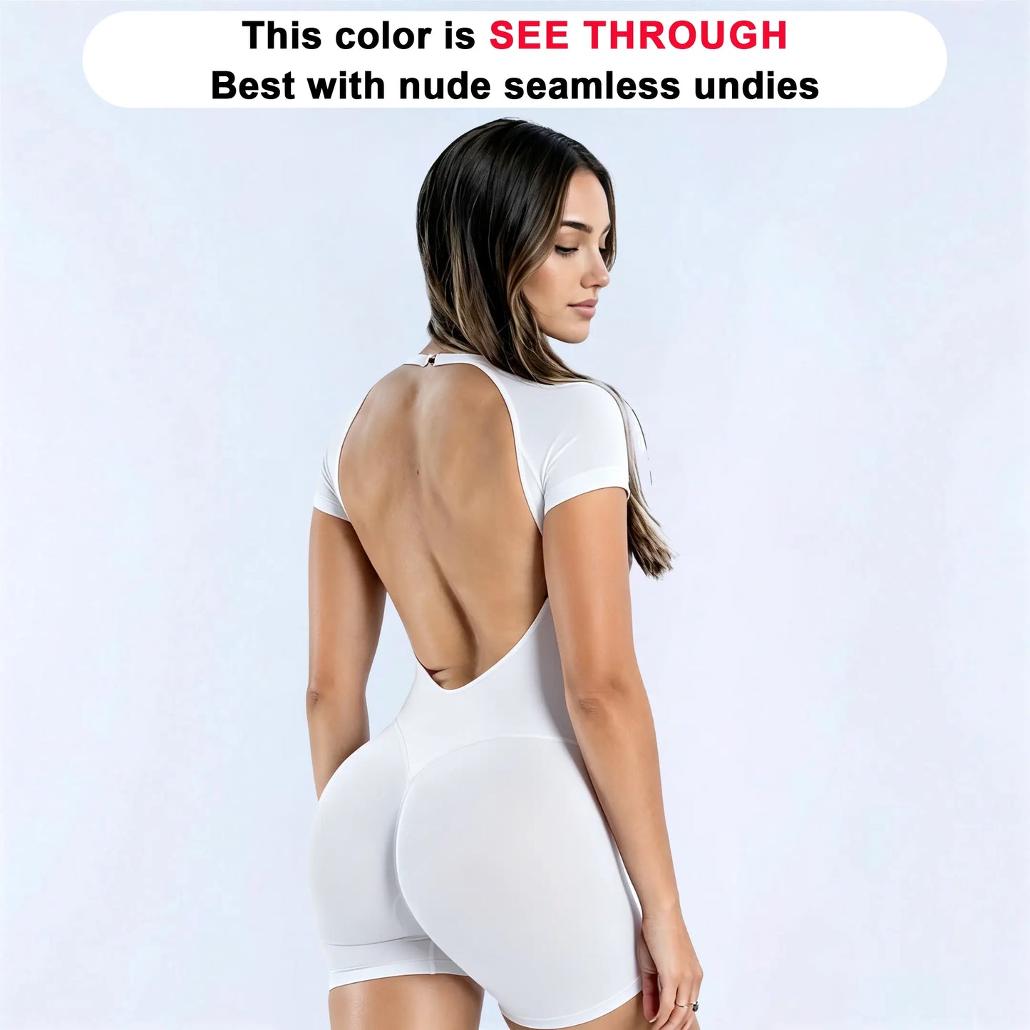 [SIZE up 1] HALO Impact Short Sleeve One Piece Women'S Seamless Workout Unitard Tummy Control Butt Lifting Short Sleeve Yoga Romper [STRONG COMPRESSED]