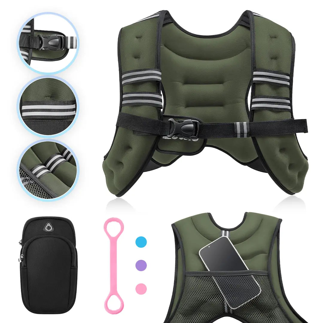【Summersale】Zelus Weighted Vests,6/8/12/16/20/25/30Lb Rucking Vest with Detachable Phone Pouch&Reflective Stripes&Adjustable Straps|Exercise Equipment & Workout Enhancer for Motivational Walking,Strength Training,Running #Tiktokshopdealsforyoudays