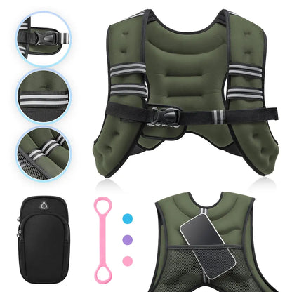 【Summersale】Zelus Weighted Vests,6/8/12/16/20/25/30Lb Rucking Vest with Detachable Phone Pouch&Reflective Stripes&Adjustable Straps|Exercise Equipment & Workout Enhancer for Motivational Walking,Strength Training,Running #Tiktokshopdealsforyoudays