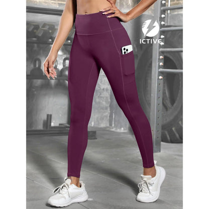 ICTIVE High Rise Leggings for Women, Tight-Fit Athleisure Wear with Pockets for Womens Fitness & Yoga Workouts, Gymwear Activewear, Gym Yoga Clothing