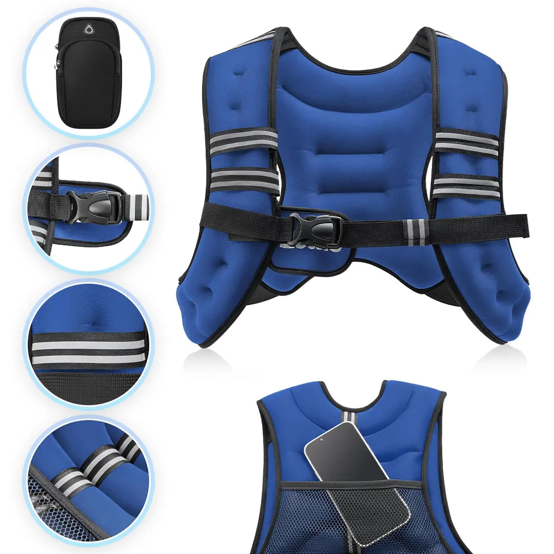【Summersale】Zelus Weighted Vests,6/8/12/16/20/25/30Lb Rucking Vest with Detachable Phone Pouch&Reflective Stripes&Adjustable Straps|Exercise Equipment & Workout Enhancer for Motivational Walking,Strength Training,Running #Tiktokshopdealsforyoudays