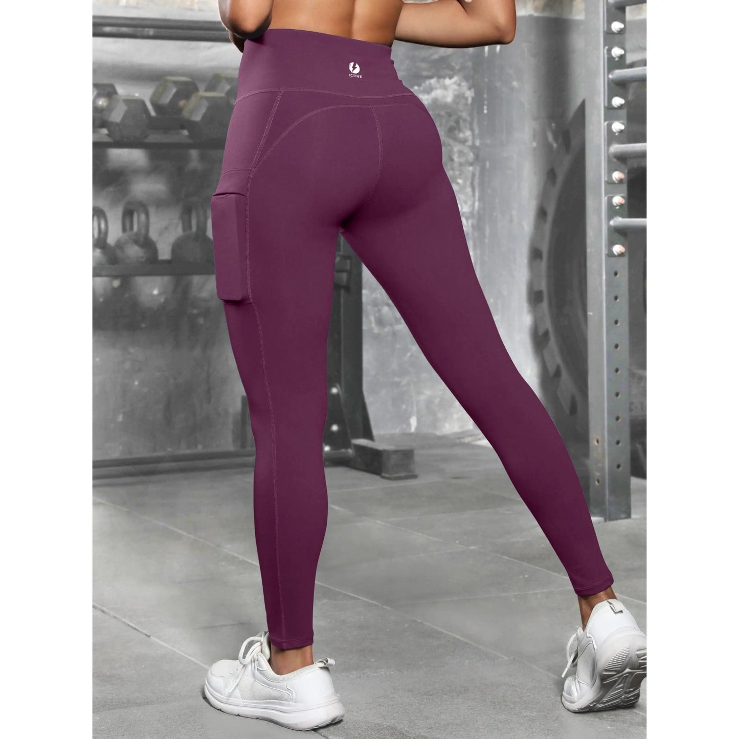 ICTIVE High Rise Leggings for Women, Tight-Fit Athleisure Wear with Pockets for Womens Fitness & Yoga Workouts, Gymwear Activewear, Gym Yoga Clothing