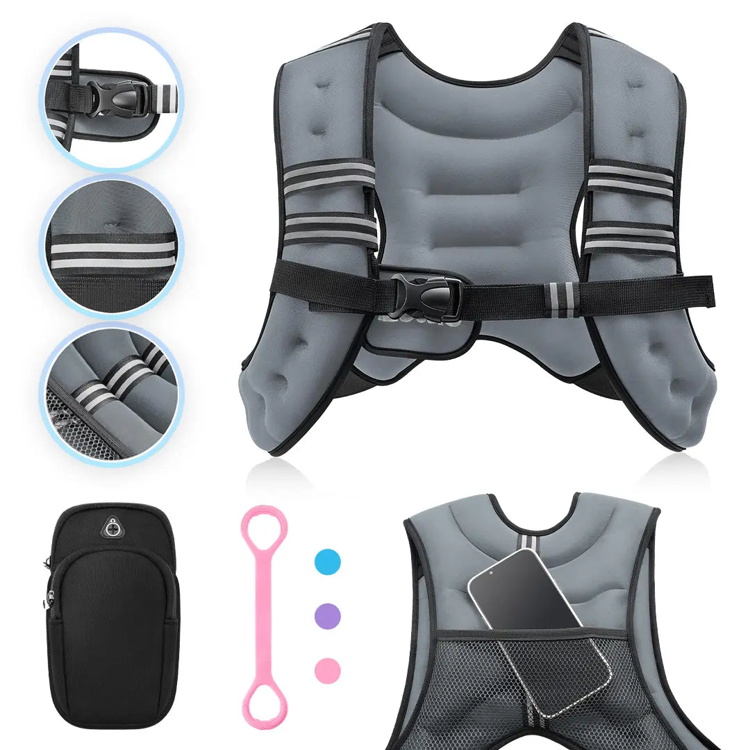 【Summersale】Zelus Weighted Vests,6/8/12/16/20/25/30Lb Rucking Vest with Detachable Phone Pouch&Reflective Stripes&Adjustable Straps|Exercise Equipment & Workout Enhancer for Motivational Walking,Strength Training,Running #Tiktokshopdealsforyoudays