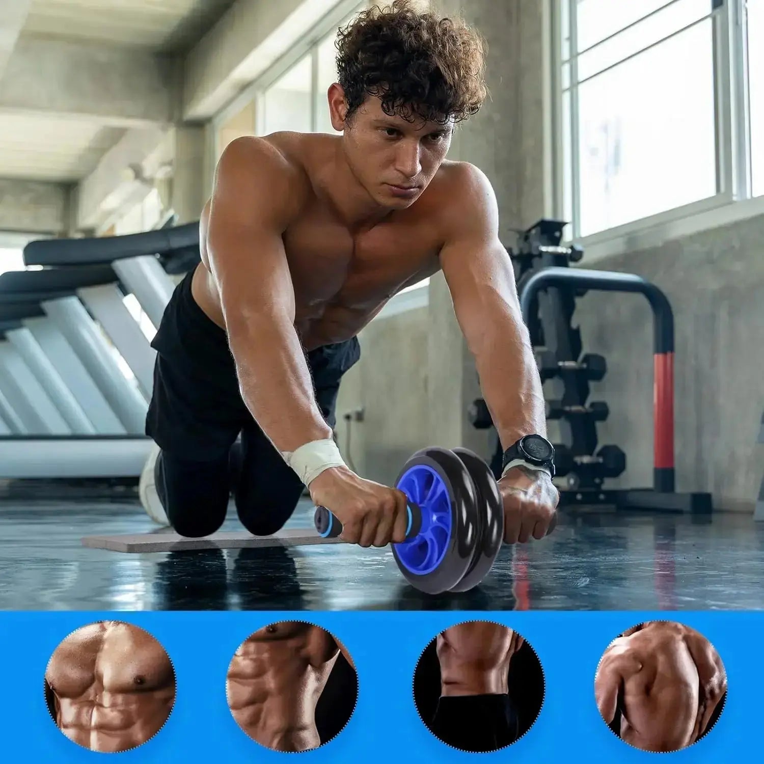 Abs Exerciser Double Wheel Roller, Quiet Dual-Wheel Core Trainer for Waist & Abdominal Strength, Compact Home Fitness Equipment for Core Workouts,Summervibes,Father'S Day Gift