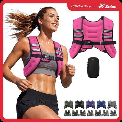 【Summersale】Zelus Weighted Vests,6/8/12/16/20/25/30Lb Rucking Vest with Detachable Phone Pouch&Reflective Stripes&Adjustable Straps|Exercise Equipment & Workout Enhancer for Motivational Walking,Strength Training,Running #Tiktokshopdealsforyoudays