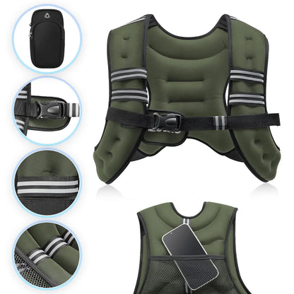 【Summersale】Zelus Weighted Vests,6/8/12/16/20/25/30Lb Rucking Vest with Detachable Phone Pouch&Reflective Stripes&Adjustable Straps|Exercise Equipment & Workout Enhancer for Motivational Walking,Strength Training,Running #Tiktokshopdealsforyoudays