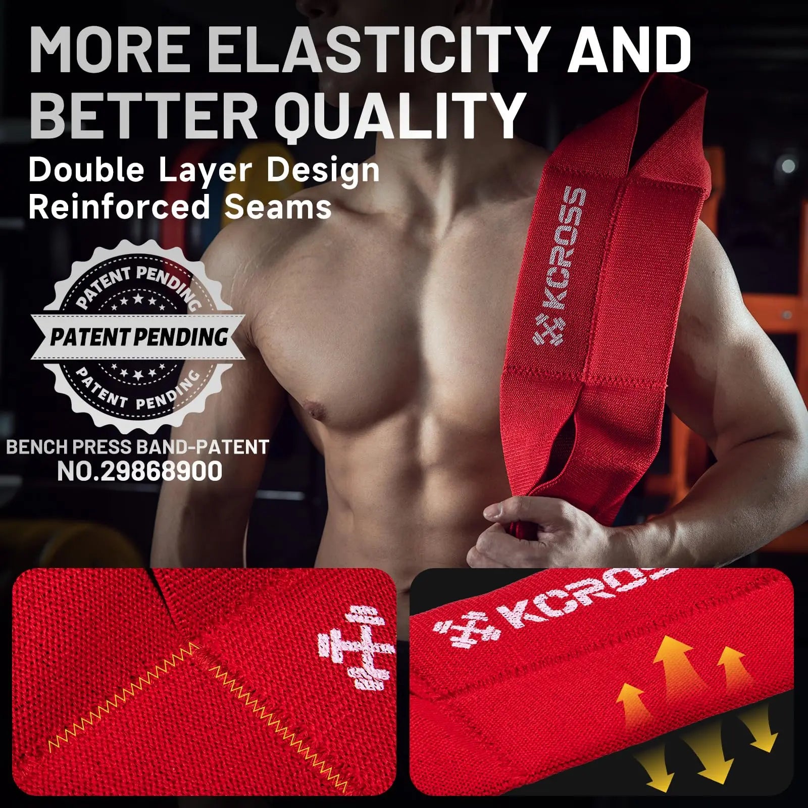 KCROSS Bench Press Band for Men and Women, Weight Lifting Bench Press Band, Push up Exercise Bench