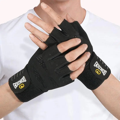Breathable Mesh Training Gloves, Half-Finger Design with Anti-Slip Grip, Secure Wrap Wristband & Shock-Absorbing Palm Padding, Adjustable, Bodybuilding Sports Gloves, Durable, Home Fitness Training