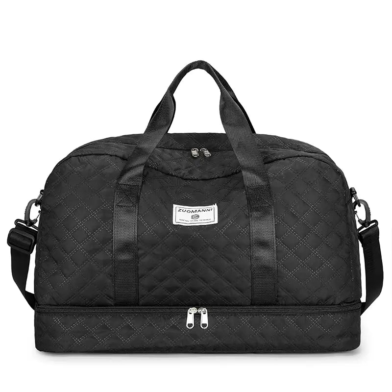 Large Capacity Quilted Duffel Bag, Lightweight Weekender Gym Bag with Multiple Pockets, Travel Carry-On Bag for Overnight Trips & Daily Use