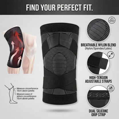 Knee Brace with Adjustable Strap (2 Pack) - Compression Knee Sleeve for Men and Women, Joint Support for Arthritis, ACL & Knee Pain Relief