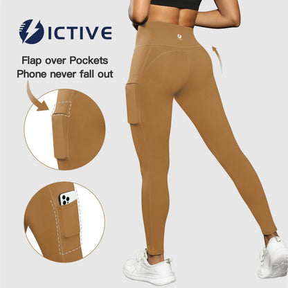 ICTIVE High Rise Leggings for Women, Tight-Fit Athleisure Wear with Pockets for Womens Fitness & Yoga Workouts, Gymwear Activewear, Gym Yoga Clothing
