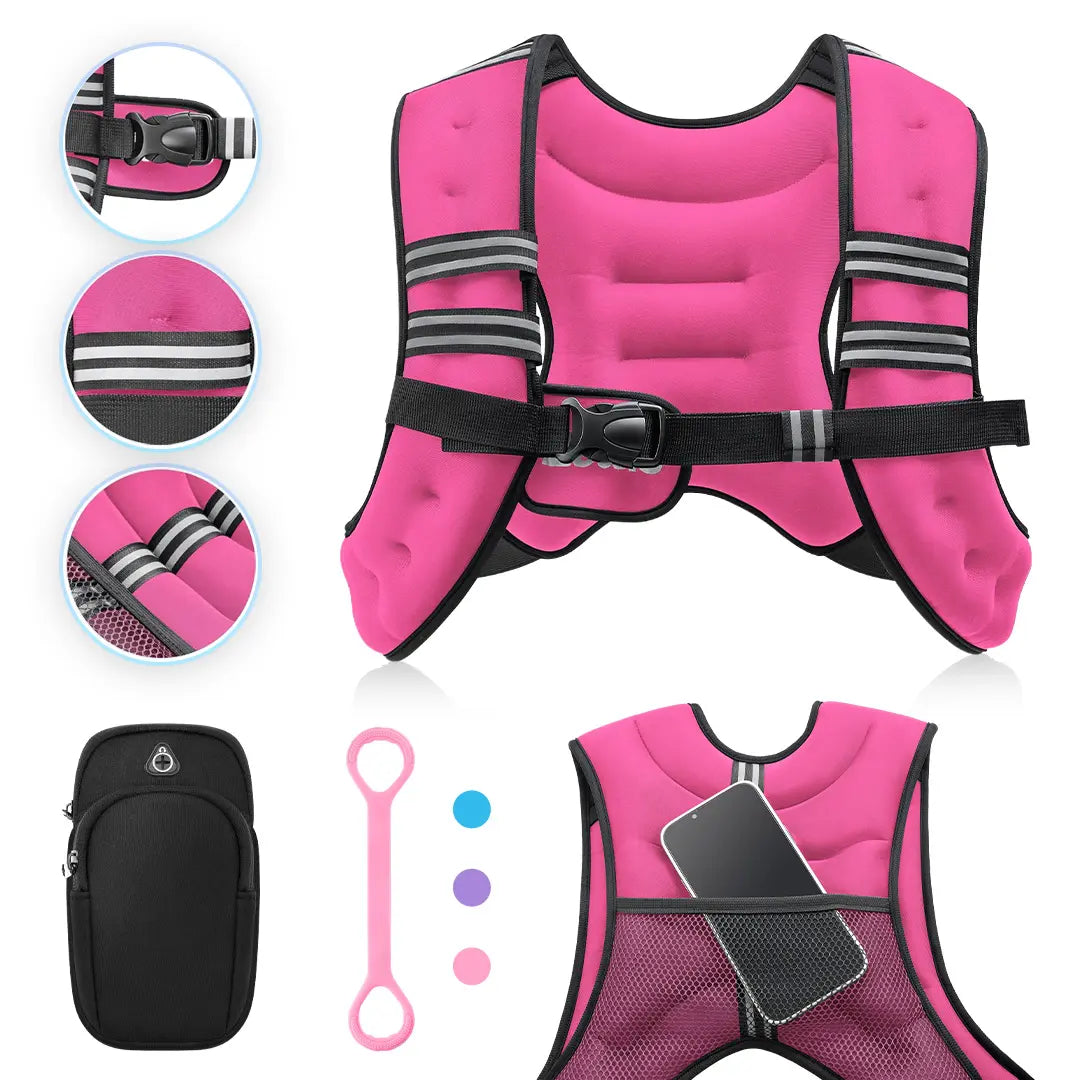 【Summersale】Zelus Weighted Vests,6/8/12/16/20/25/30Lb Rucking Vest with Detachable Phone Pouch&Reflective Stripes&Adjustable Straps|Exercise Equipment & Workout Enhancer for Motivational Walking,Strength Training,Running #Tiktokshopdealsforyoudays