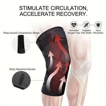 Knee Brace with Adjustable Strap (2 Pack) - Compression Knee Sleeve for Men and Women, Joint Support for Arthritis, ACL & Knee Pain Relief